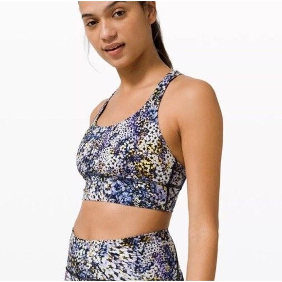 Lululemon Size 4 Energy Longline Sports Bra Multicolor Floral - Picture 1 of 5